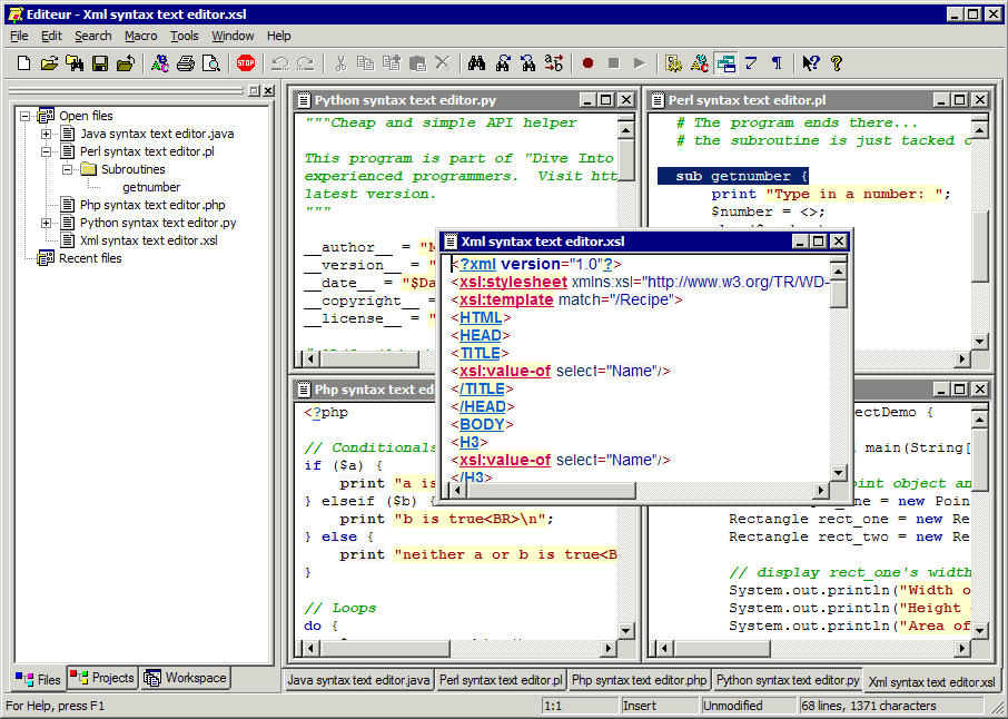 Screenshot of EditeurX